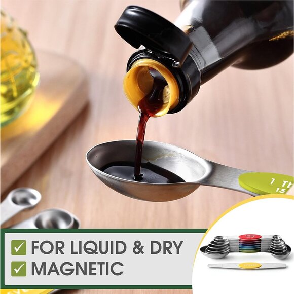 Stainless Steel Magnetic Measuring Spoons Set with Strong Magnets, Heavy Duty Me - Picture 5 of 9